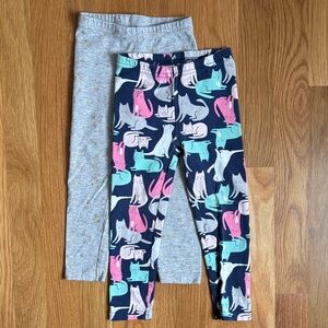 2T Carter's Cat and Gold Sparkle Heart Patterned Leggings